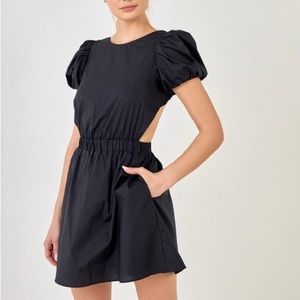 NWT* English Factory Black Cut-Out Poplin Mini Dress w/Pockets